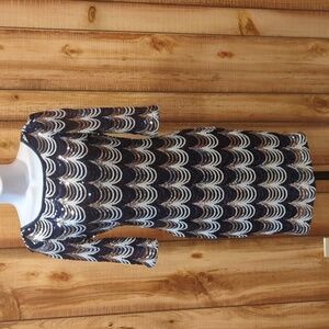 Navy Blue Dress with sliver white and navy sequin Dress Stretchy